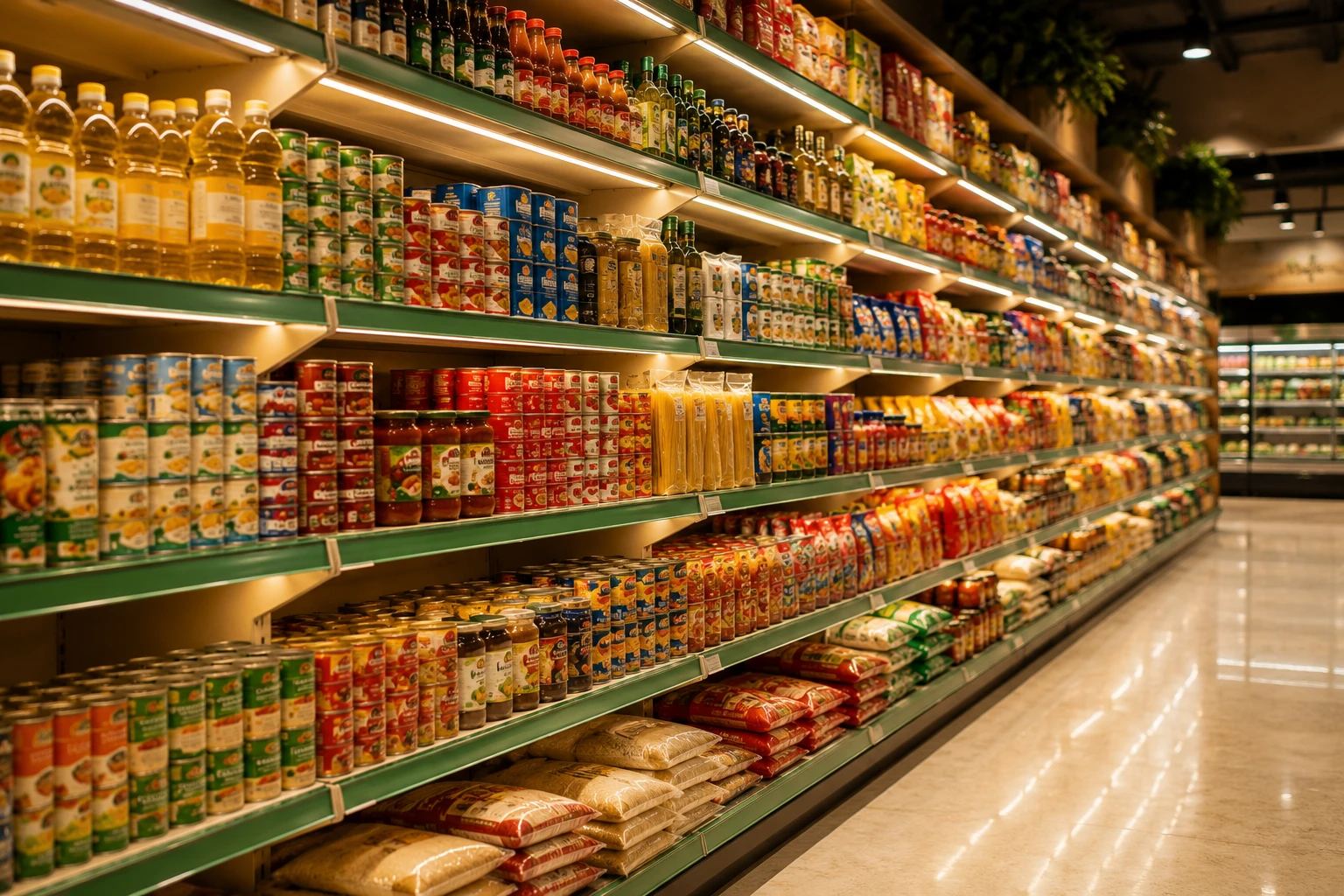 Supermarket produce shelves
